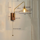 Axyaa LED Glass Copper Wall Sconce Modern Stair Light Fixtures for Home Decor