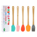 Axyaa Multicolor Mini Spatula Set with Bamboo Handle