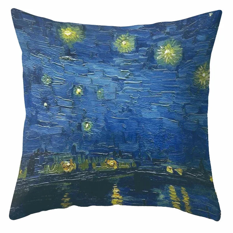Axyaa Van Gogh Style Oil Painting Cushion Cover 45x45cm Square Pillow Case