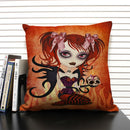 Axyaa Mermaid Linen Cushion Cover for Living Room Sofa Decoration