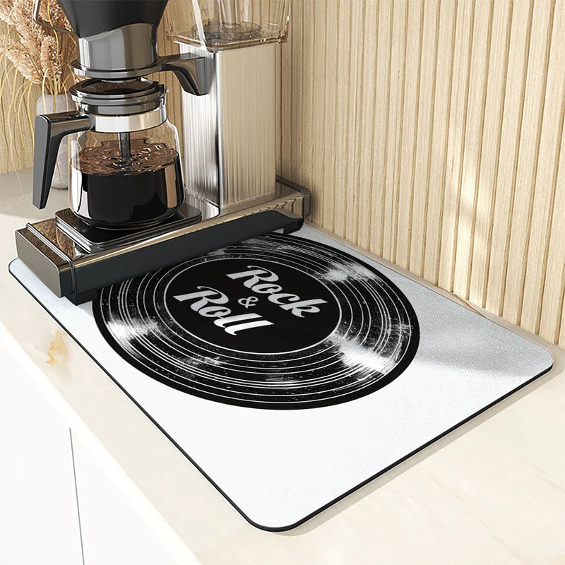 Axyaa Black Drying Mat: Non-Slip Absorbent Kitchen Counter Mat for Tableware