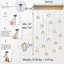 Axyaa Crystal Chandelier Staircase Light: Gold/Black/Silver, Adjustable Hanging Cable, Home Lobby Decor
