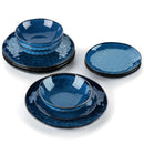 Axya Starry Blue Stoneware Dinner Set - 12/24/36-Piece Vintage Look Tableware