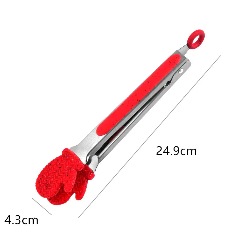 Axyaa Christmas Style Silicone BBQ Tongs - Kitchen Cooking Essential