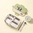Axyaa Stainless Steel Divided Lunch Box Set with Cutlery
