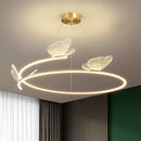 Axyaa Modern Butterfly Chandelier: Luxury Golden Circle Pendant Light for Living Room