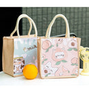 Axyaa Kawaii Cotton Lunch Bag for Men or Women: Portable, Thickened, Student-Friendly
