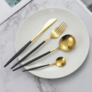 Axyaa Gold Western Tableware Set: 6pcs/30pcs Stainless Steel Knife, Fork, Spoon