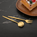 Axyaa 12Pcs Gold Mirror Stainless Steel Fork Spoon Set for Kitchen Dinnerware