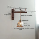 Axyaa Antique Brass Wall Lamp with Amber Glass Shade for Home Decor