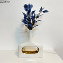 Axyaa White Porcelain Hollow Out Vase Modern Home Decor Floral Crafts