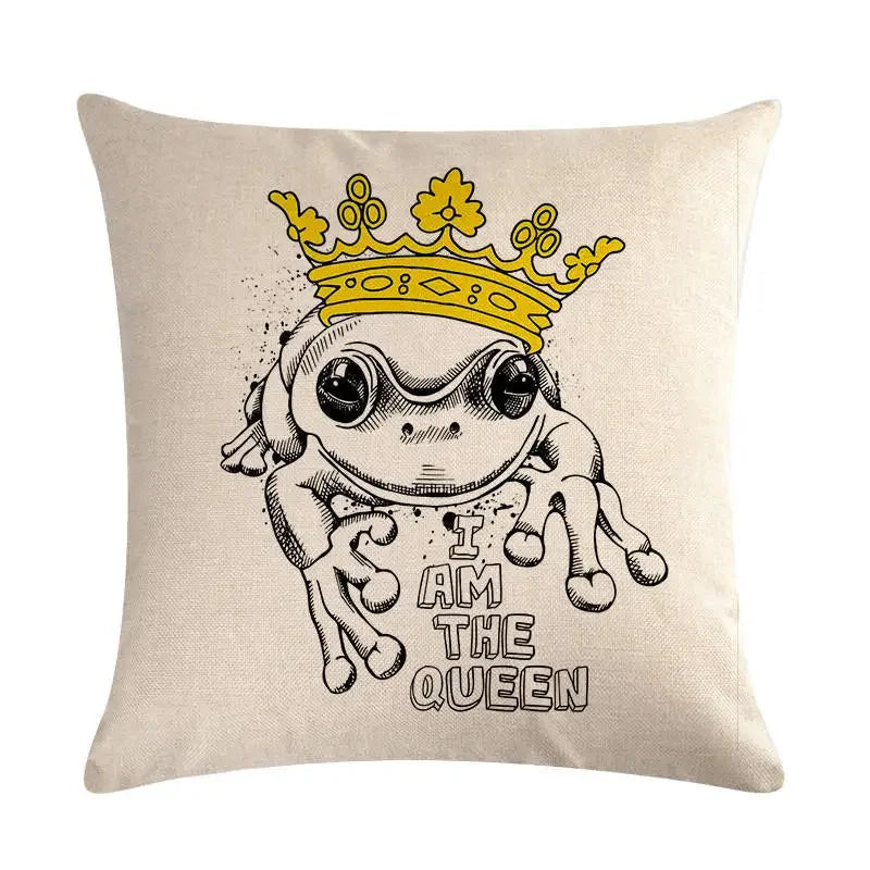 Axyaa Cartoon Animal Flax Cushion Cover for Sofa - Fashionable and Fun Design