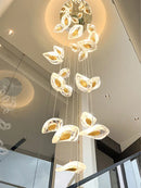 Axyaa Crystal Glass Stair Chandelier for Modern Luxury Living Room Lighting
