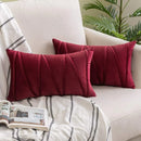 Axyaa Christmas Decorative Velvet Throw Pillow Covers, Red Green Black Solid Sofa Cushion Case
