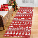 Axyaa Reindeer Christmas Tree Print Runner Rug Non-slip Bedroom Bedside Mat