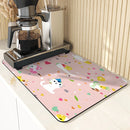 Axyaa Watercolor Polka Kitchen Drying Mat - Quick Dry Dish Draining Pad