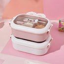 Axyaa Cute Rabbit Lunch Box: Stainless Steel Bento with 2 Grids & Leak-proof Design
