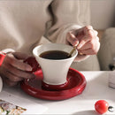 Axyaa Ceramic Coffee Mug & Saucer Set - Red Tea & Coffee Cup, Large Capacity