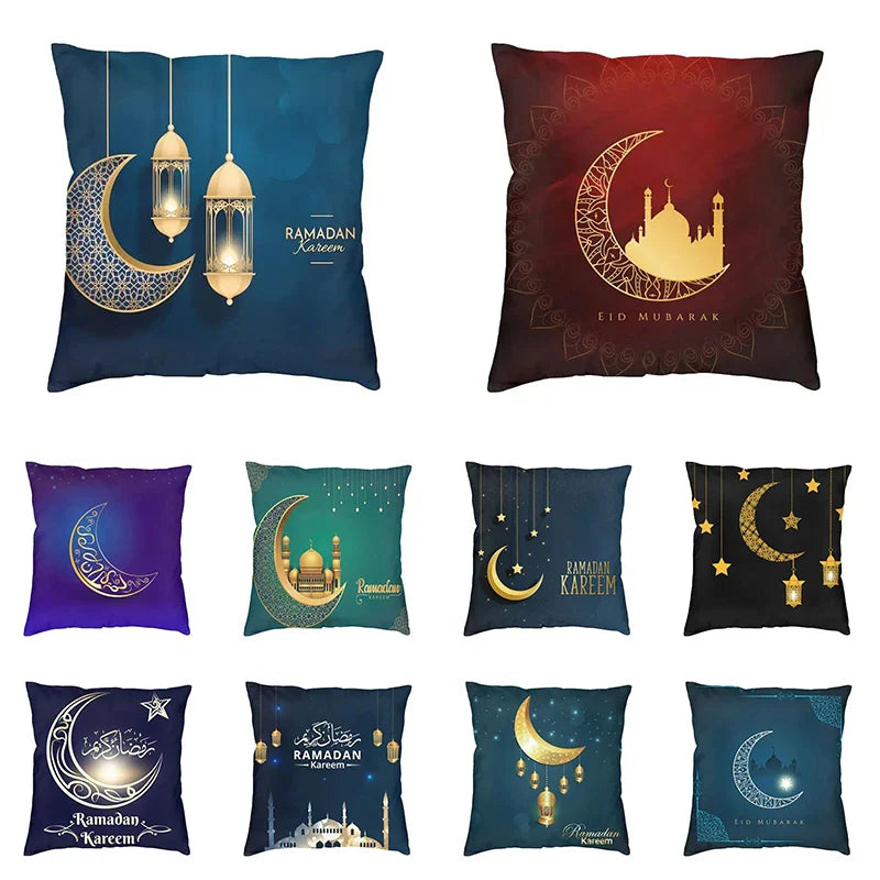 Eid Mubarak Ramadan Pillow Cases for Islamic Home Decor by Axyaa