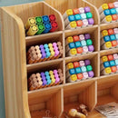 Axyaa Wooden Desk Organizer: Large Capacity Pen Holder for School, Office & Home