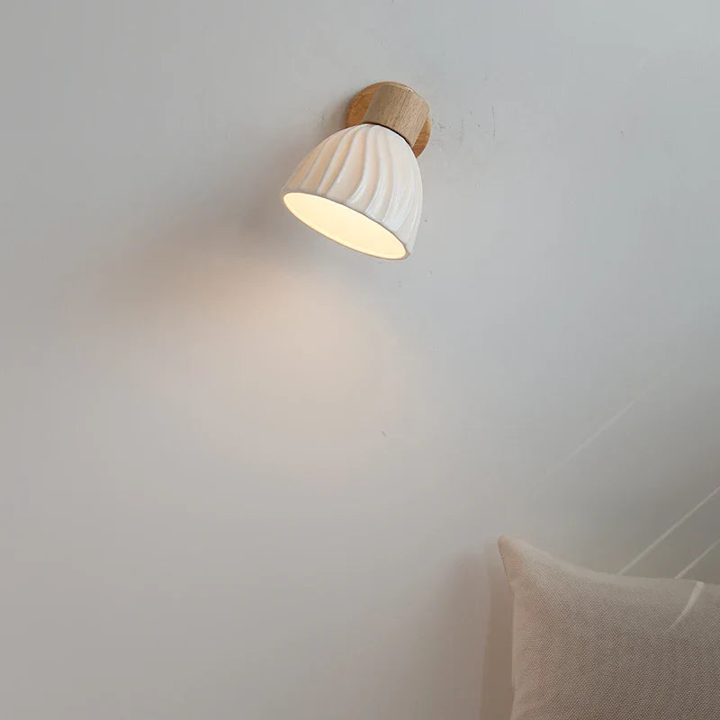 Axyaa Ceramic LED Wall Sconce: Nordic Minimalist White Bedroom Light