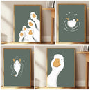 Axyaa Funny Green Goose Canvas Wall Art for Nursery & Home Decor