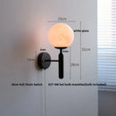 Axyaa Modern Black Iron LED Wall Light with Pull Chain Switch & White Glass