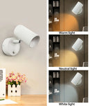 Axyaa LED Touch Wall Lamp 3 Tone Light, 350° Rotating Head, Modern Minimalist Design
