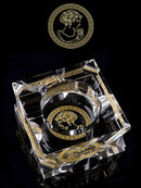 Axya Crystal Glass Hand-Gilt Square Ashtray - European Design for Home & Office