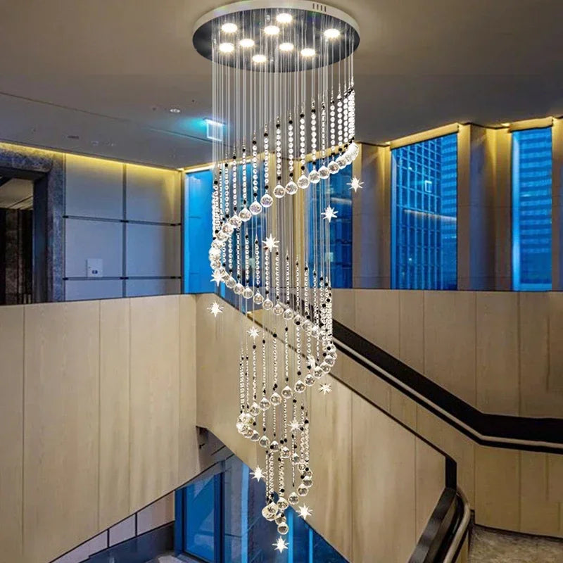 Axyaa Crystal Spiral Staircase Chandelier for Modern Home Decor