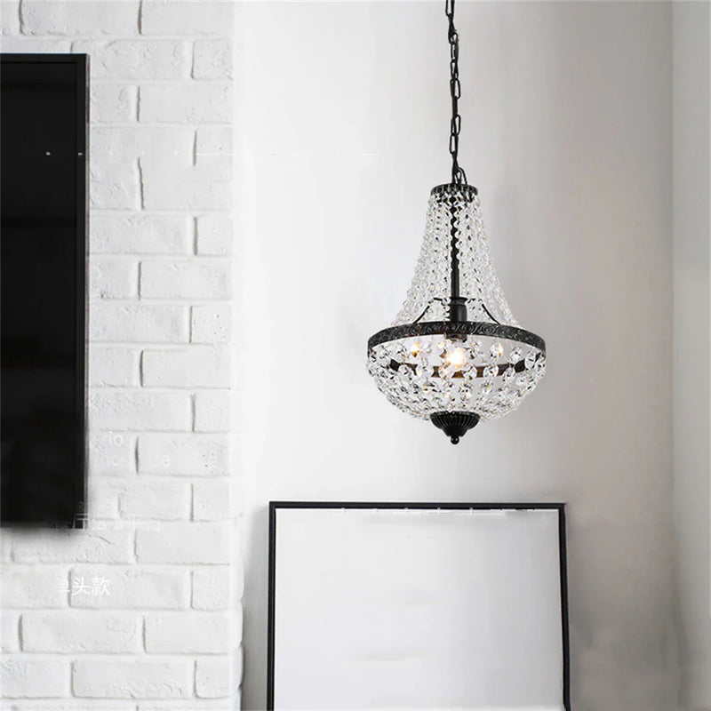 Axyaa Crystal Chandelier: Elegant Iron Art Pendant Lamp for Home Bar and Dining Room