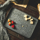 Axya Metal Serving Tray, Embossed Retro Design for Food and Drink Display