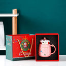 Axyaa Santa Claus Ceramic Coffee Mug with Snow Globe Lid - Christmas Gift