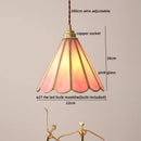 Axyaa Pink Glass LED Pendant Lights - Copper Nordic Hanging Lamp for Bedroom, Dining, and Living Room