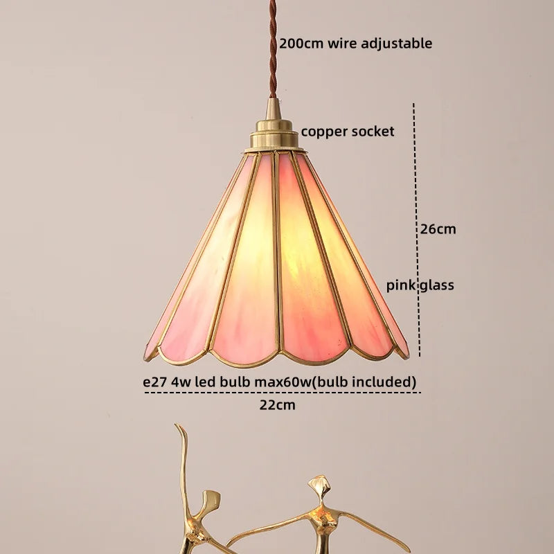 Axyaa Glass Copper LED Pendant Light for Home Decor - Nordic Style