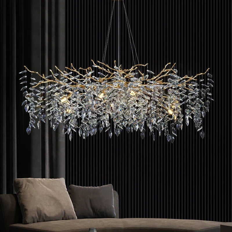 Axyaa Nordic Silver Crystal Chandelier Pendant Light - Elegant Luxury Design