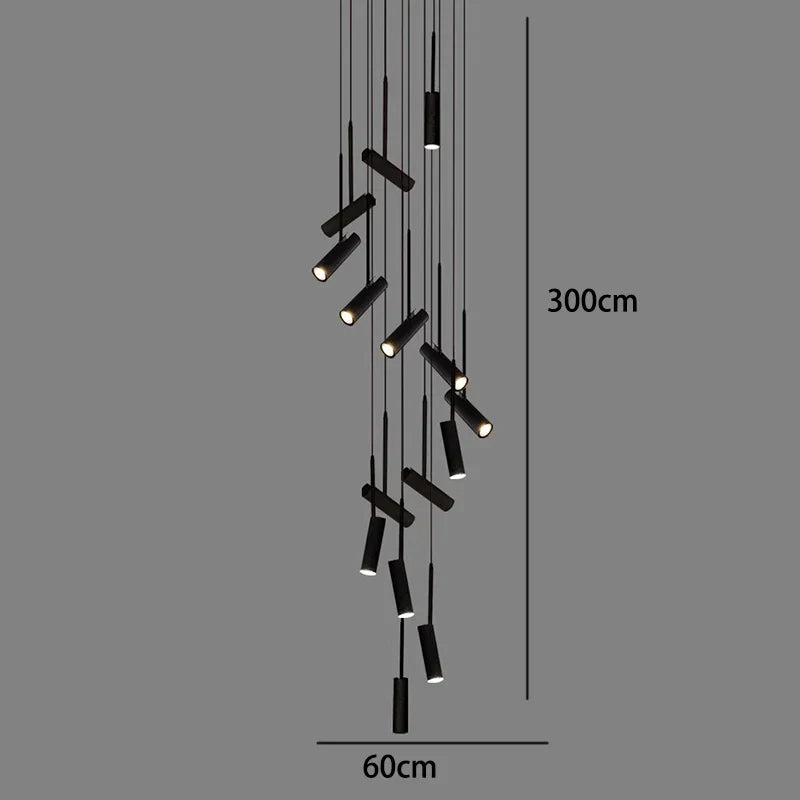 Axyaa Staircase Chandeliers Hanging Light Modern LED Pendant Lamps Indoor Living Room Lighting