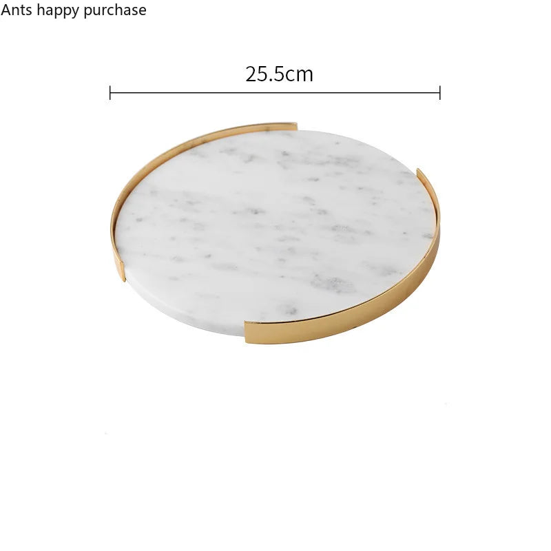 Marble Tray Iron Round Storage Tray Home Decor Axya Dessert Plate Cake Stand Display Tray