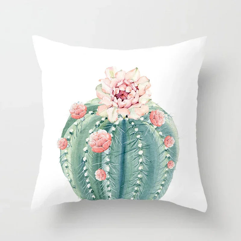 Tropical Cactus Summer Plants Pattern Cushion Cover for Axyaa Home Decor