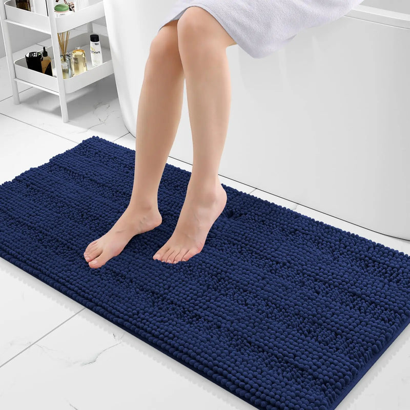 Axyaa Chenille Bath Mat - Absorbent & Non-Slip Plush Shaggy Bathroom Rug