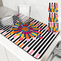 Axyaa Color Block Absorbent Draining Mat - Quick Dry Dish Drying & Bathroom Drain Pad