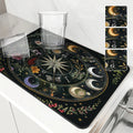 Axyaa Astrology Plants Sun Moon Drying Mat, Non-Slip Absorbent Table Placemat
