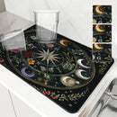 Axyaa Astrology Plants Sun Moon Drying Mat, Non-Slip Absorbent Table Placemat