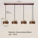 Axyaa LED Wood Pendant Light Natural Stone Hanging Lamp Adjustabl