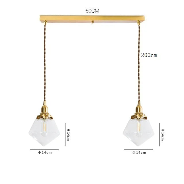 Axyaa Clear Glass LED Pendant Light: Nordic Style Copper Hanging Lamp