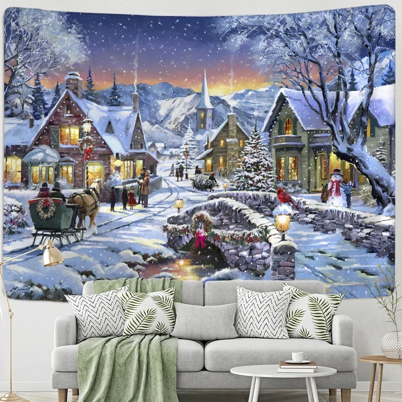 Axyaa Moose Wood Snow Tapestry Wall Hanging 200x150cm