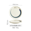 Axyaa Ceramic Steak Plate Set, Underglaze Japanese Western Design