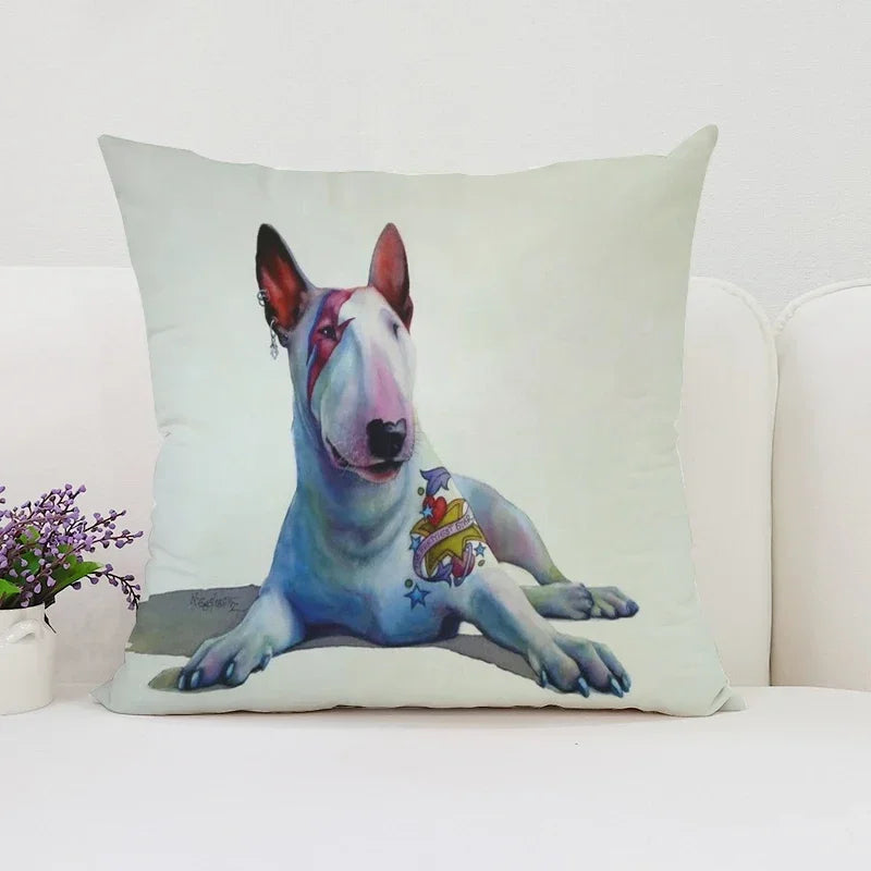 Bull Terrier Art Anime Pillow Cover 40x40 Axyaa Home Decor Throw Pillow