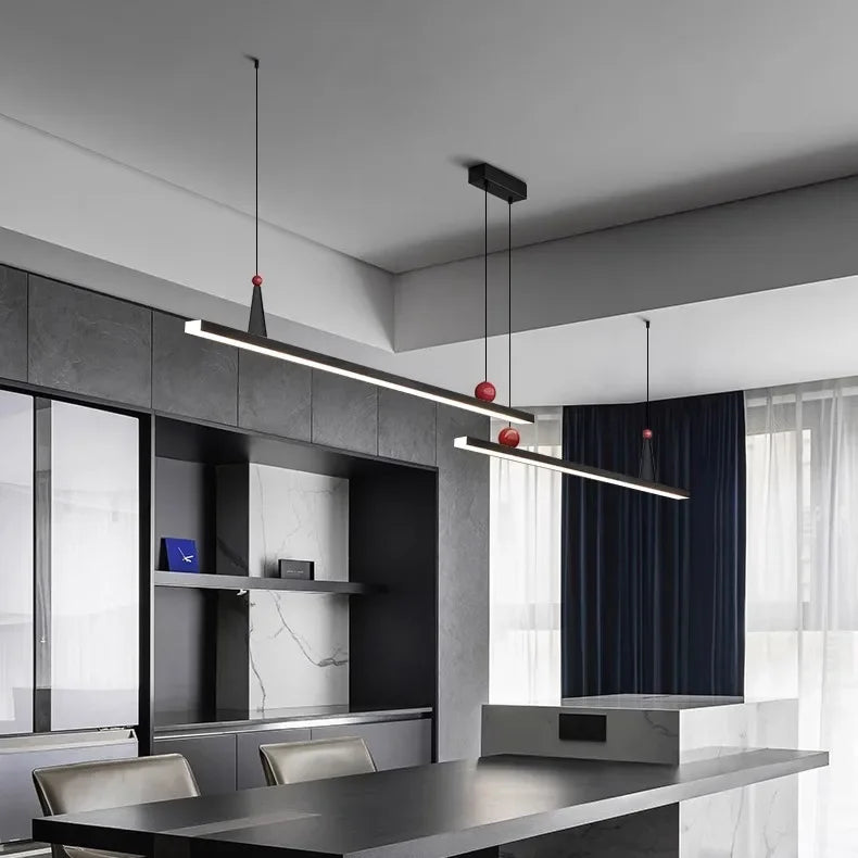 Axyaa Black Aluminum LED Chandelier - Modern Pendant Light for Office Island & Bar Table
