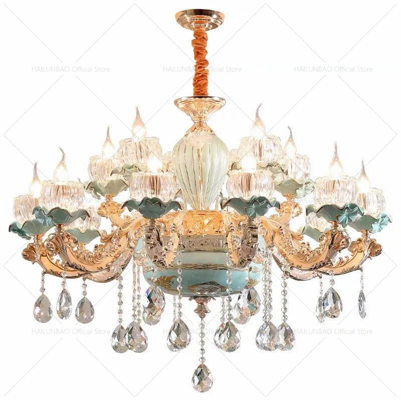 Axyaa Elegant Crystal Chandelier for Luxury Living Spaces